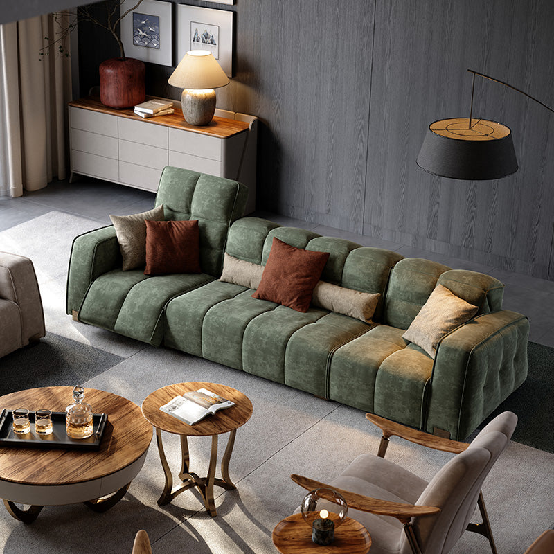 Italian Style Full-Grain Leather Sofa, Simple Linear Modern Design