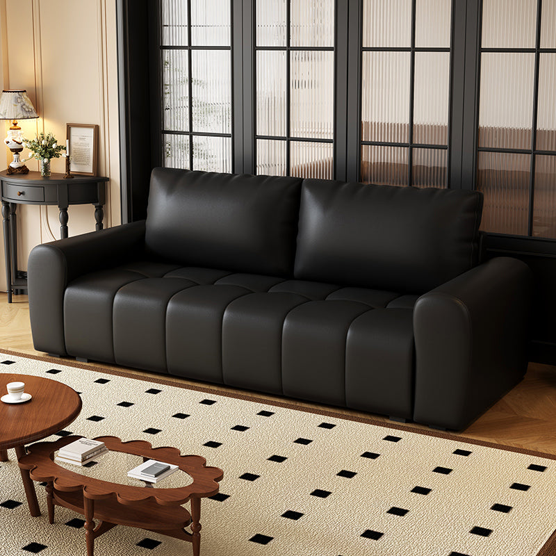 2025 French Vintage Leather Sofa, Compact Two-Seater Luxury Style