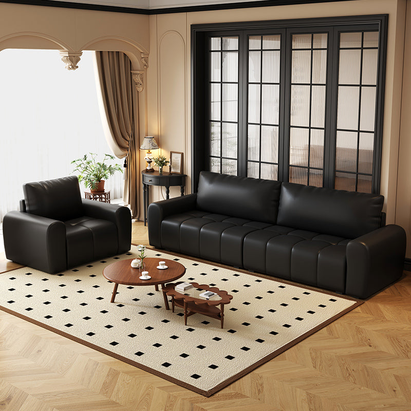 2025 French Vintage Leather Sofa, Compact Two-Seater Luxury Style