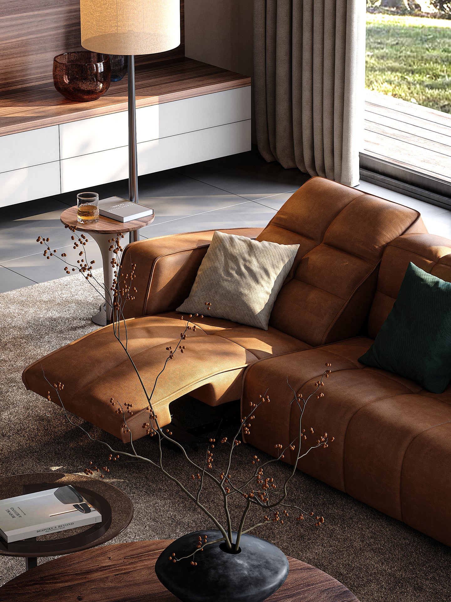 Smart Electric Leather Sofa, Luxury Villa Furniture with Piano Design