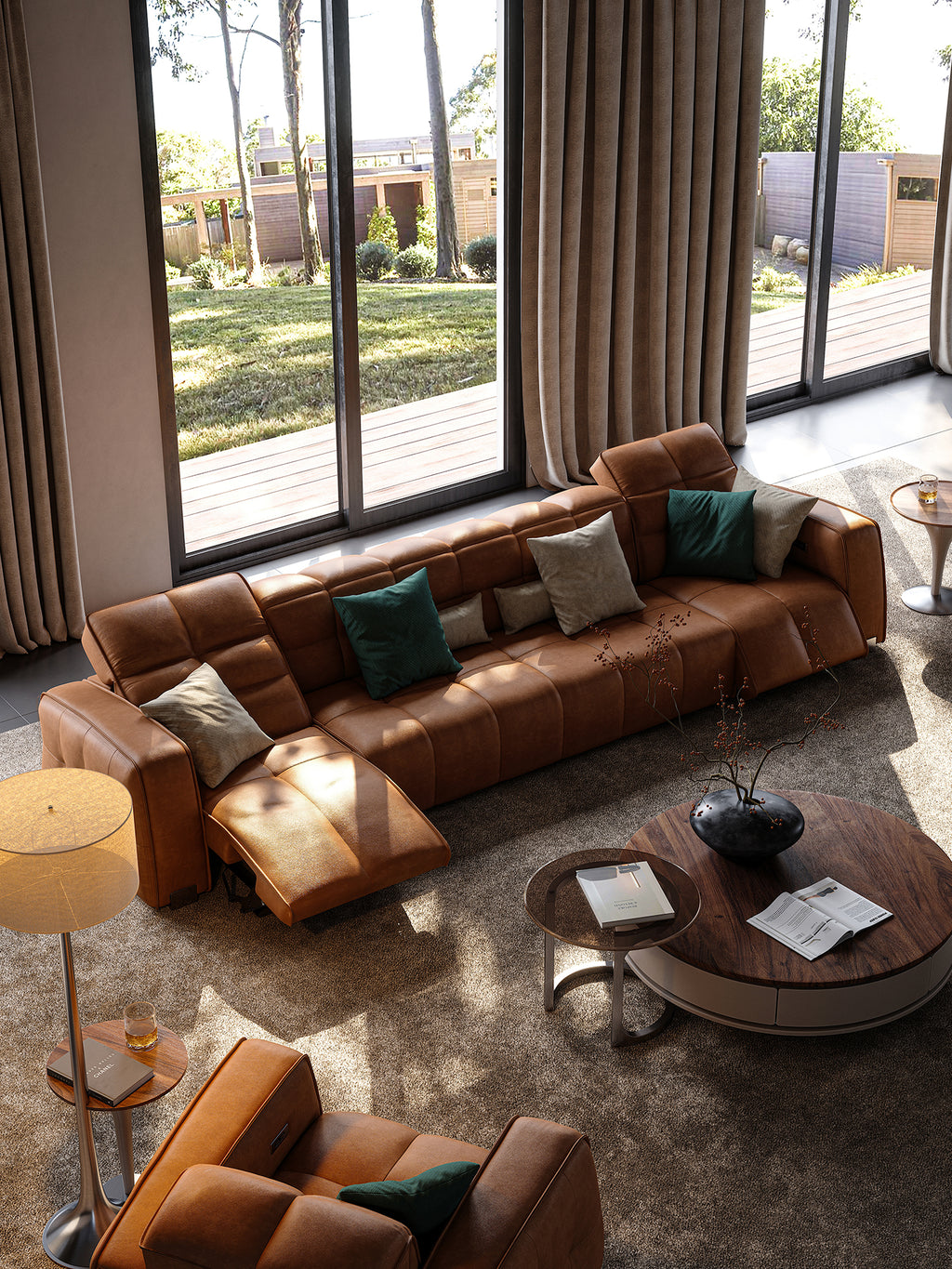 Smart Electric Leather Sofa, Luxury Villa Furniture with Piano Design