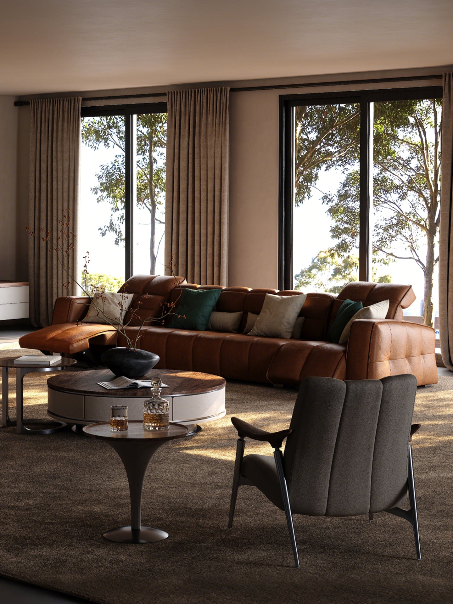 Smart Electric Leather Sofa, Luxury Villa Furniture with Piano Design