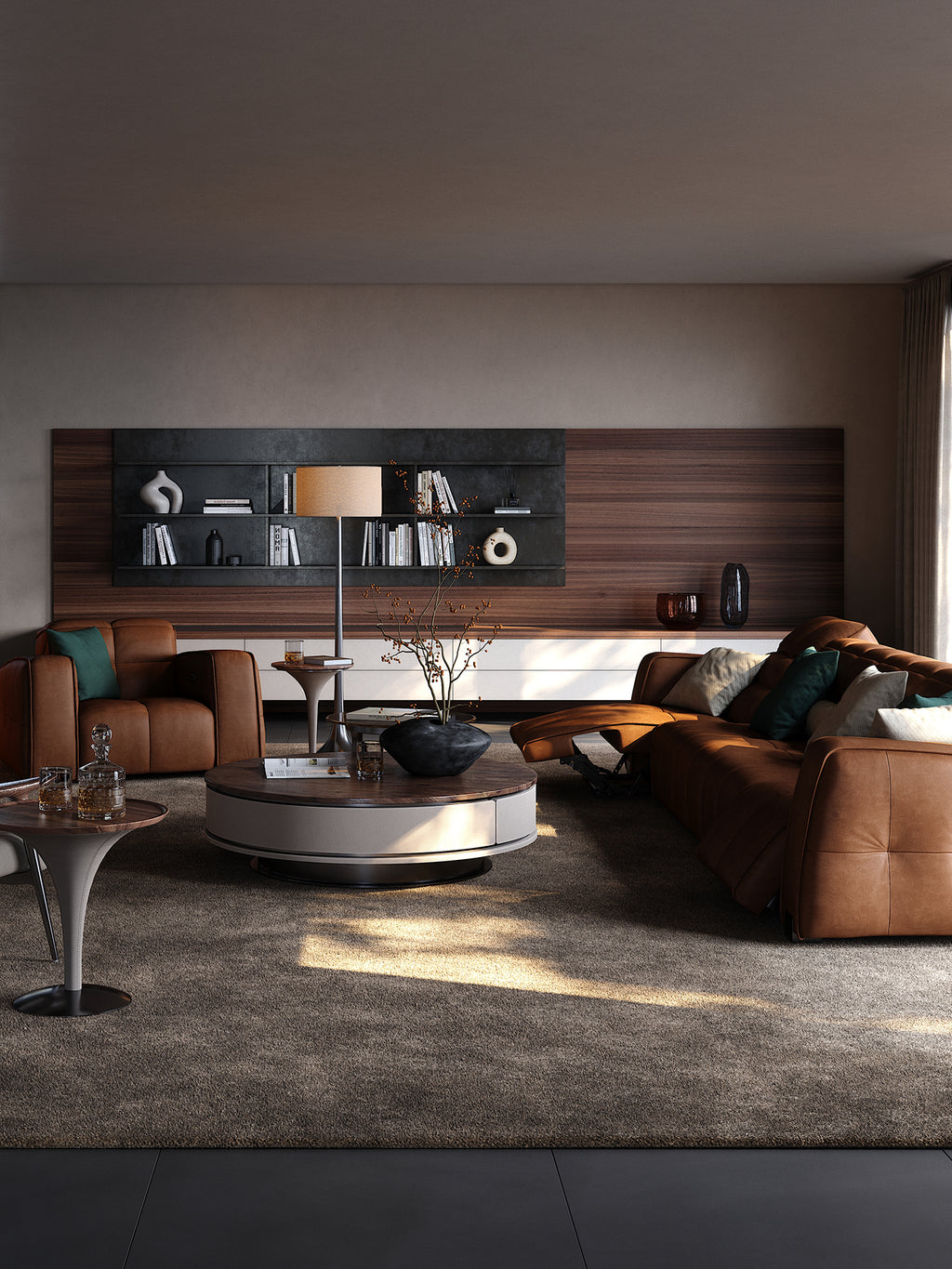 Smart Electric Leather Sofa, Luxury Villa Furniture with Piano Design