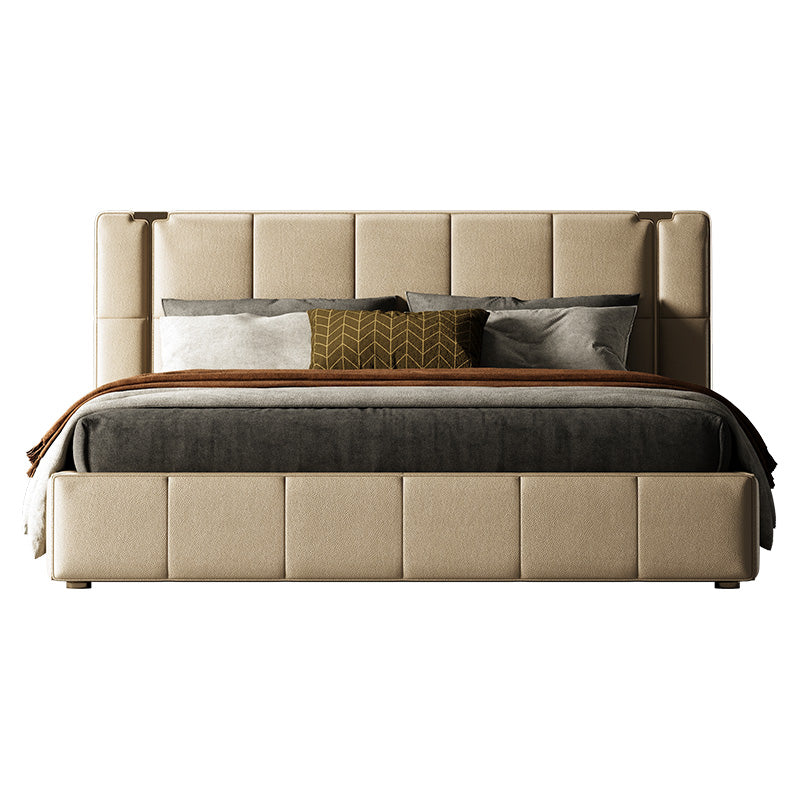 Luxury Full Genuine Leather Bed, Modern Villa Master Bedroom Design